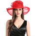 s Kentucky Derby Summer Wide Brim Organza Church Party Hats  Red  One Size 712217365956 eb-34670144